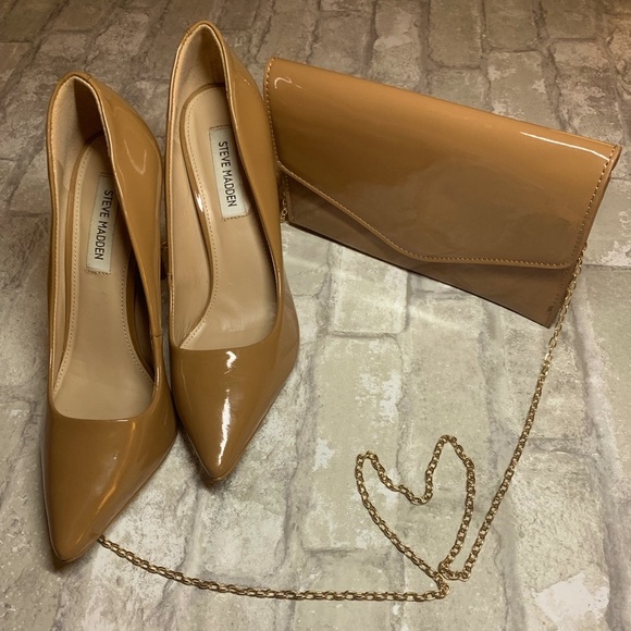 STEVE MADDEN: VALA CAMEL PATENT PUMPS & HAND BAG - Picture 4 of 16